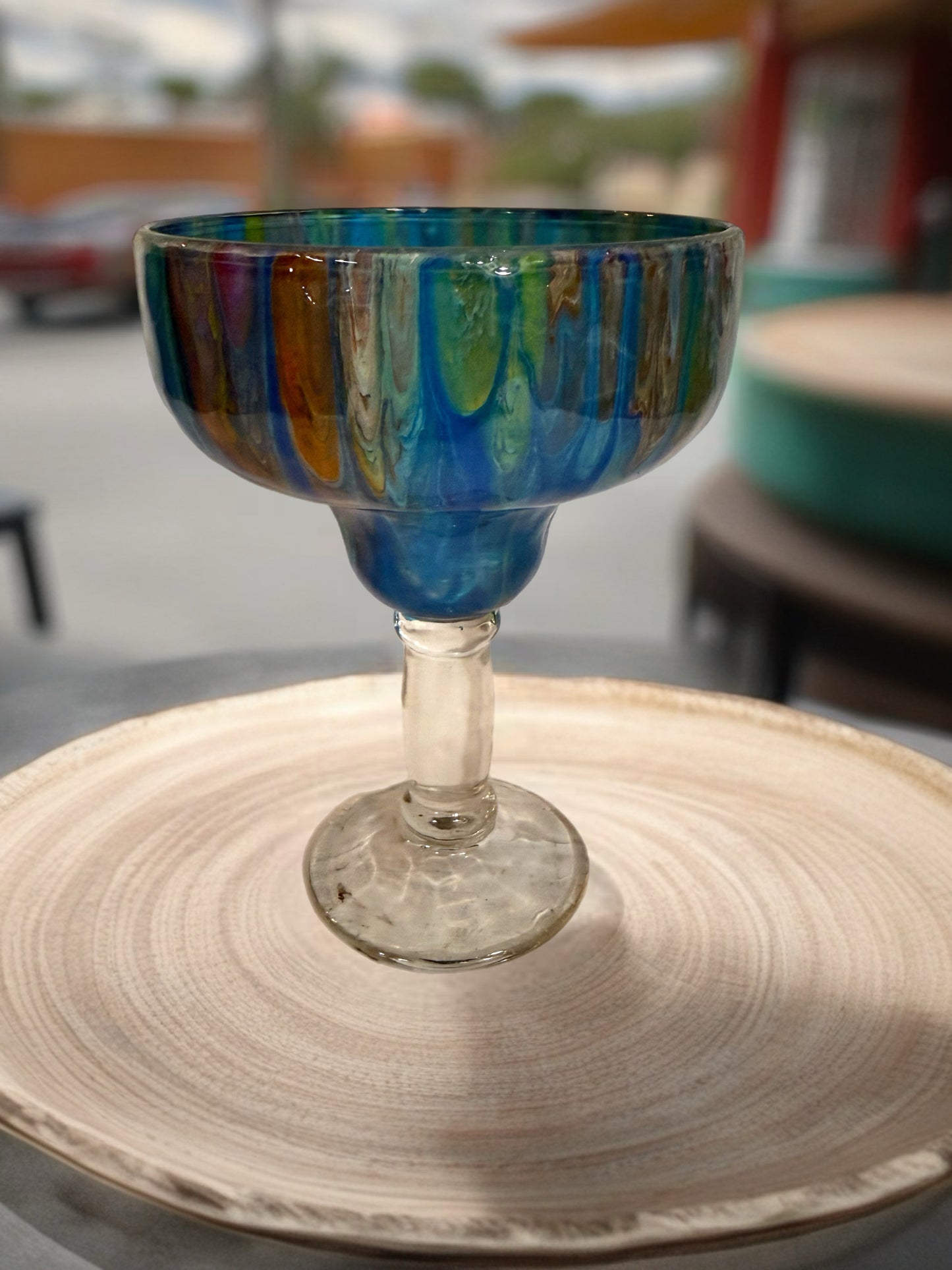 Hand‑Painted Teal Margarita Glass