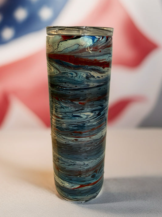 Patriotic Marbled Stainless Steel Tumbler