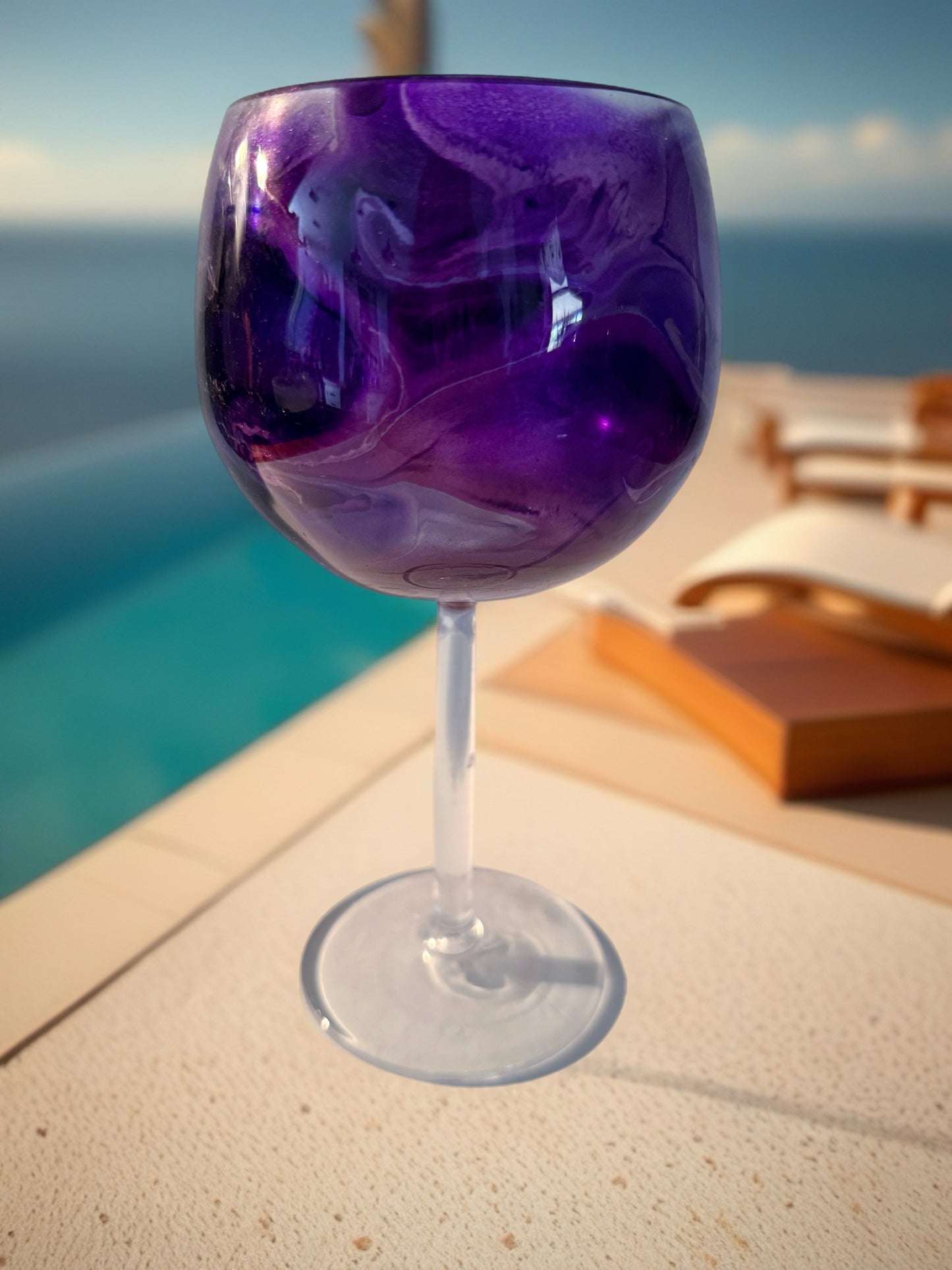 Purple Marbled Acrylic Wine Glass