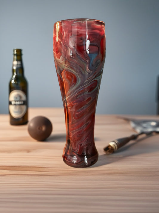 Fire & Earth Fluid Art Pilsner Glass