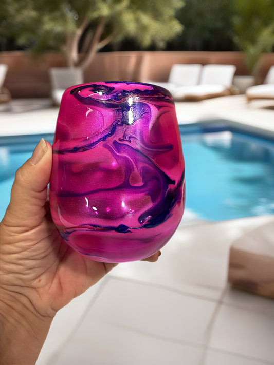 Magenta Velvet Stemless Acrylic Wine Glass
