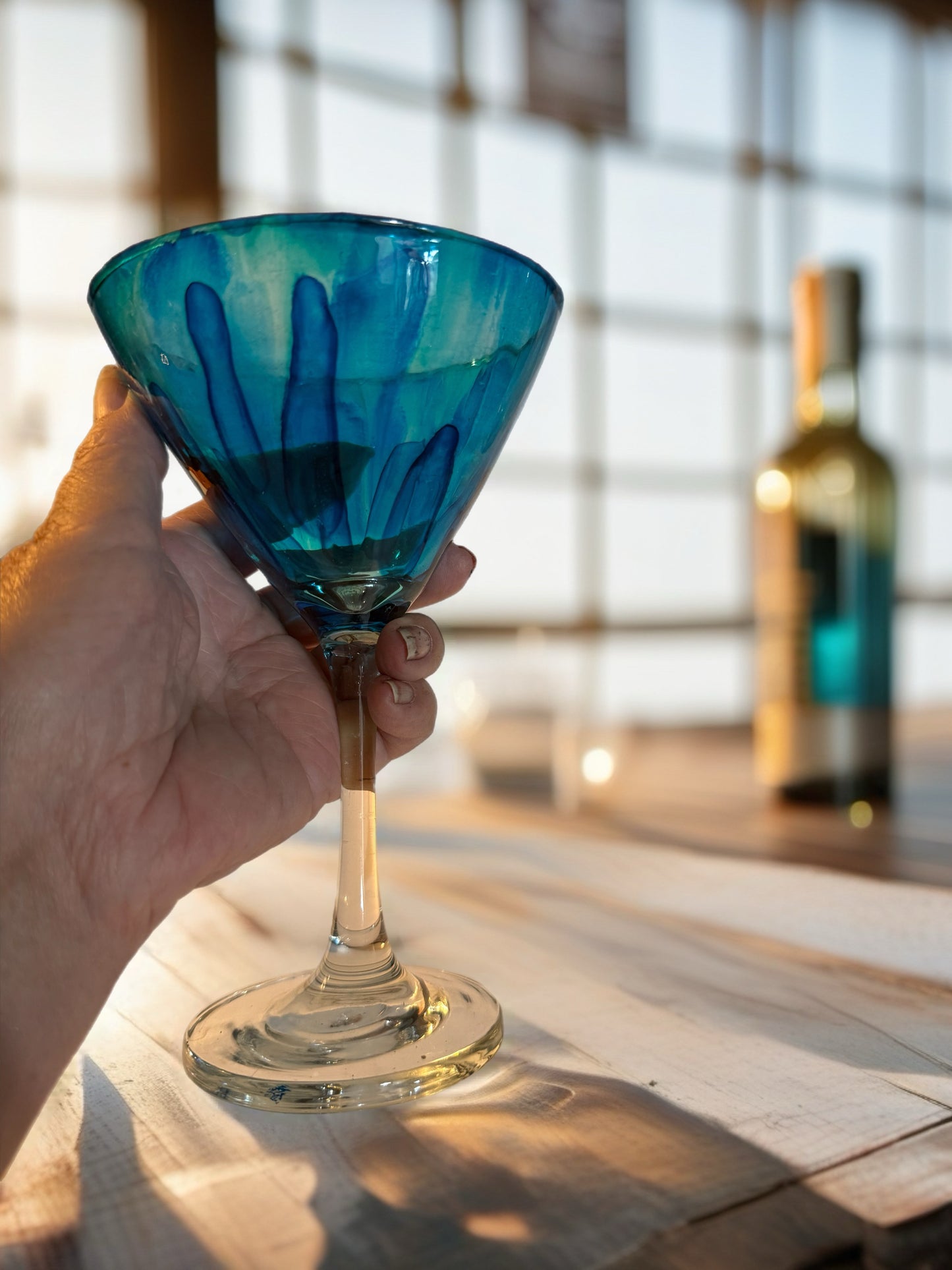 Hand‑Painted Tidal Blue Martini Glass