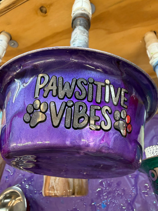 "Pawsitive Vibes" Amethyst Nebula Artisan Pet Bowl