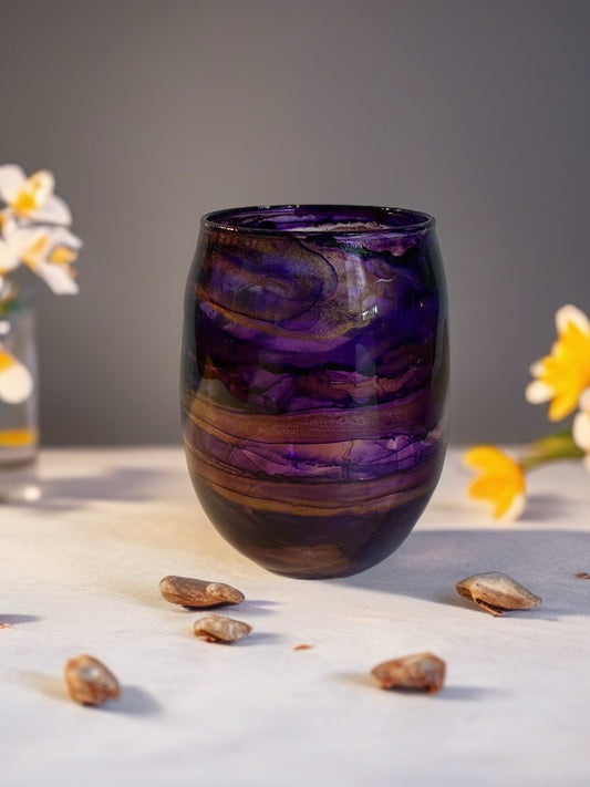 Royal Amethyst Hand‑Painted Wine Glass