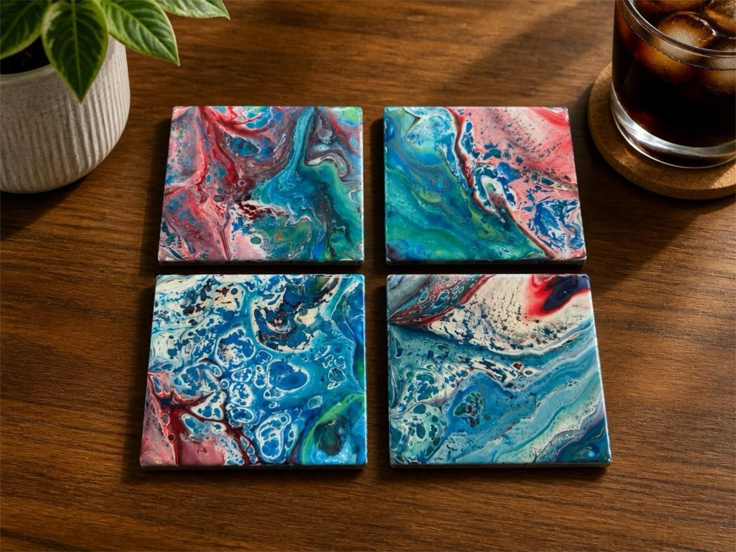 Crimson Tide Artisan Coaster Set