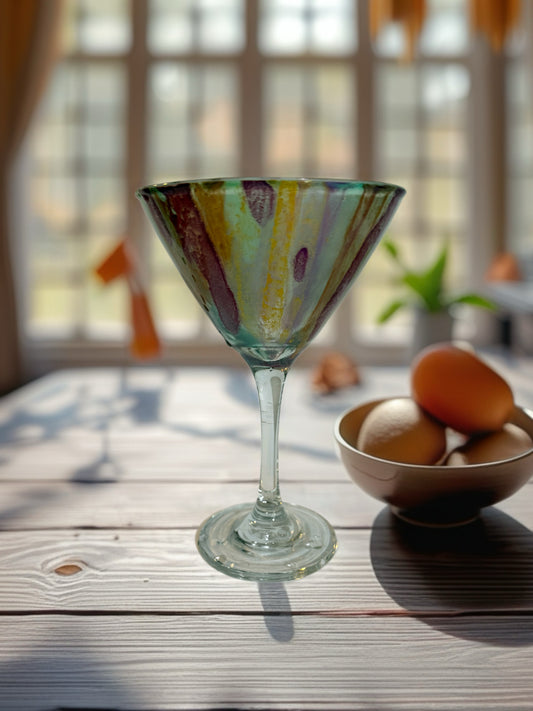 "Painted Petal" Handcrafted Artisan Martini Glass