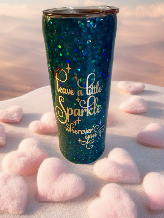 "Leave a Little Sparkle" Chunky Teal Glitter Tumbler