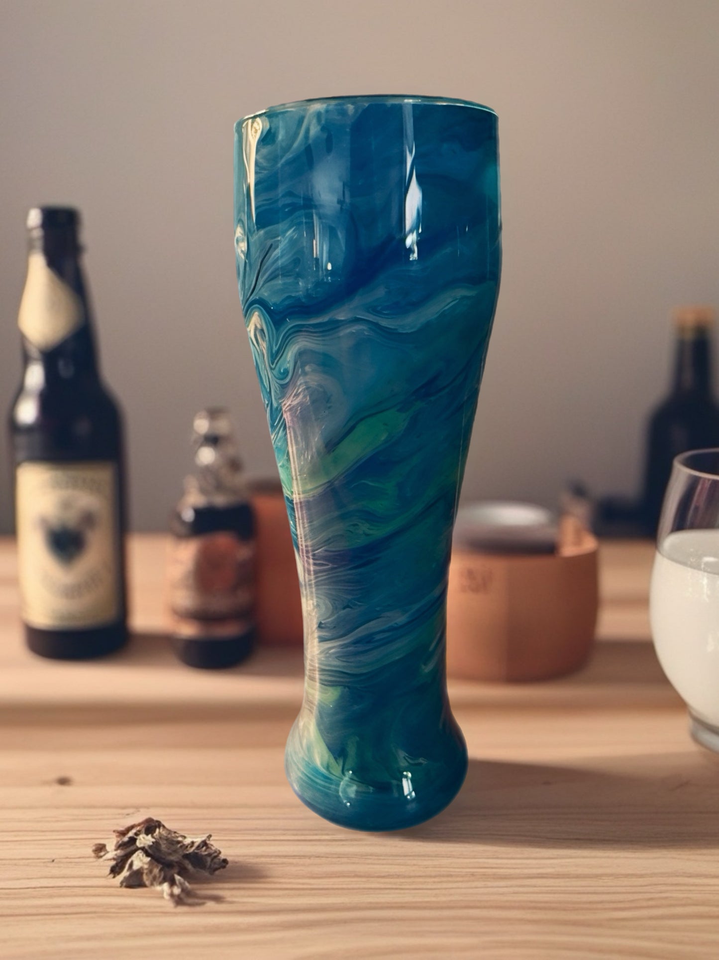 Ocean Swirl Fluid Art Pilsner Glass