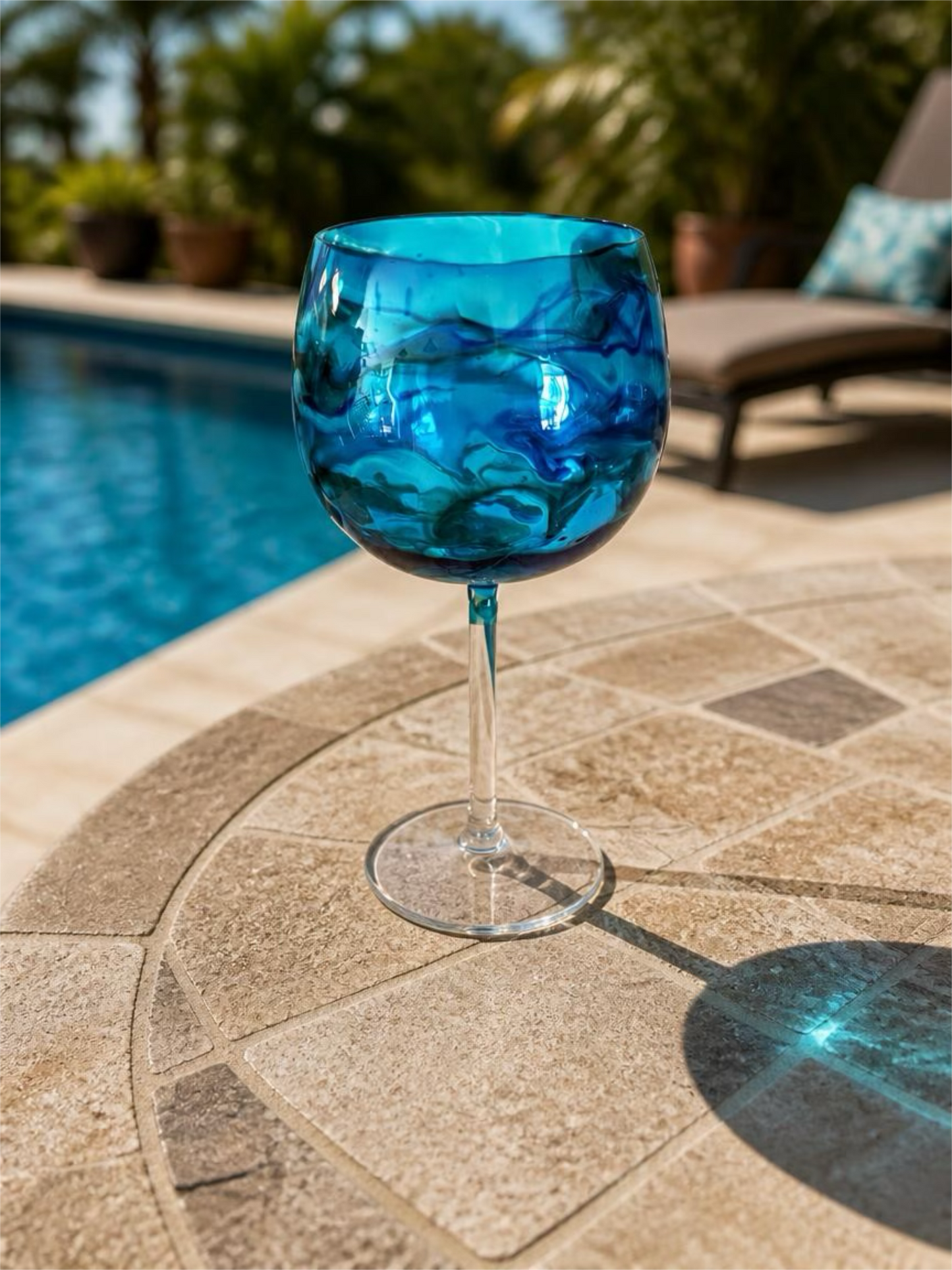 Ocean Wave Acrylic Wine Glass – Durable Teal & Blue Outdoor Goblet