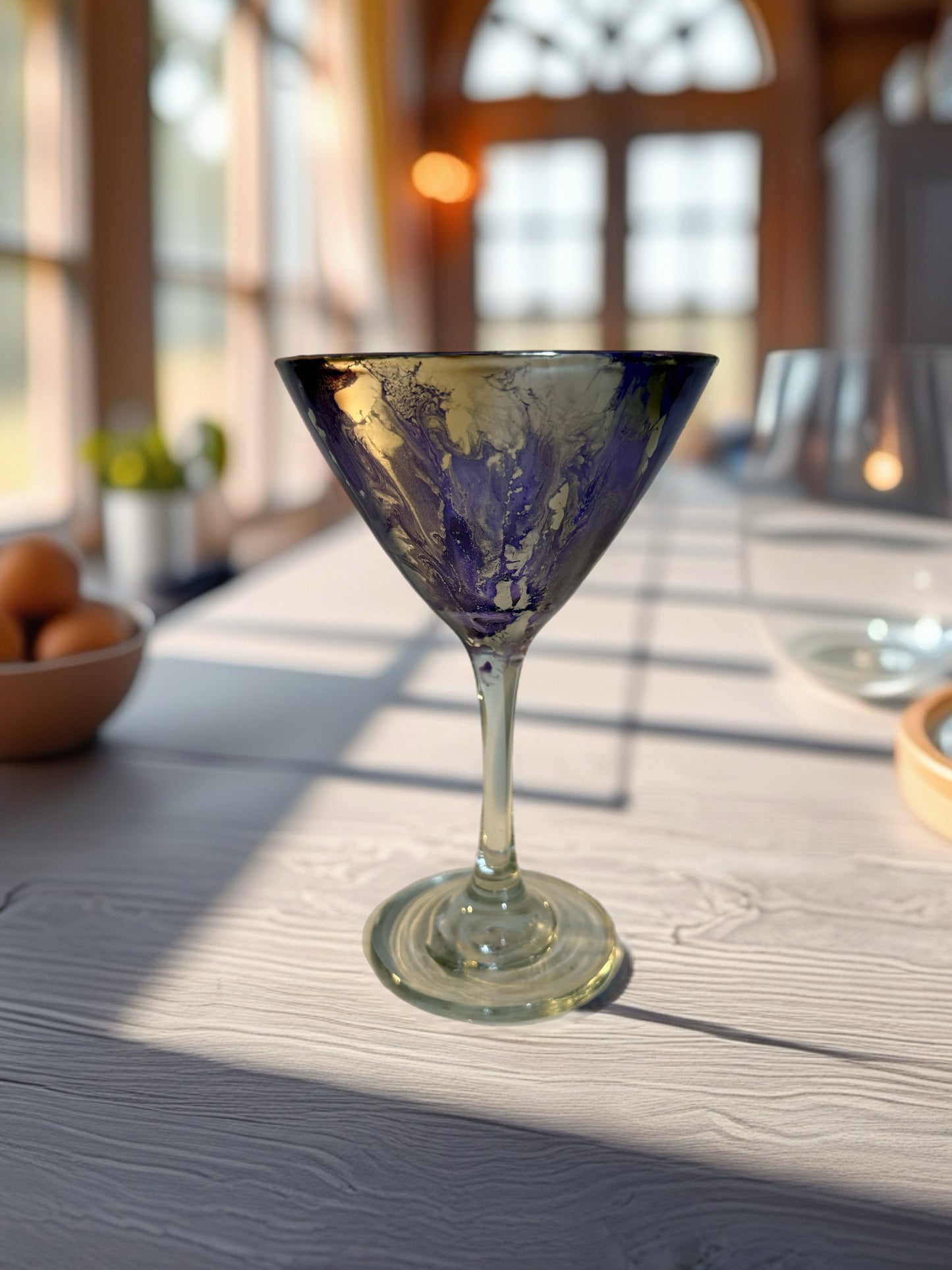 Hand‑Painted Violet Drift Martini Glass
