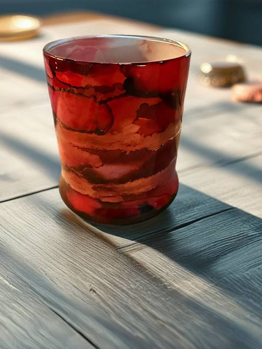 Hand‑Painted Emberstone Whiskey Glass