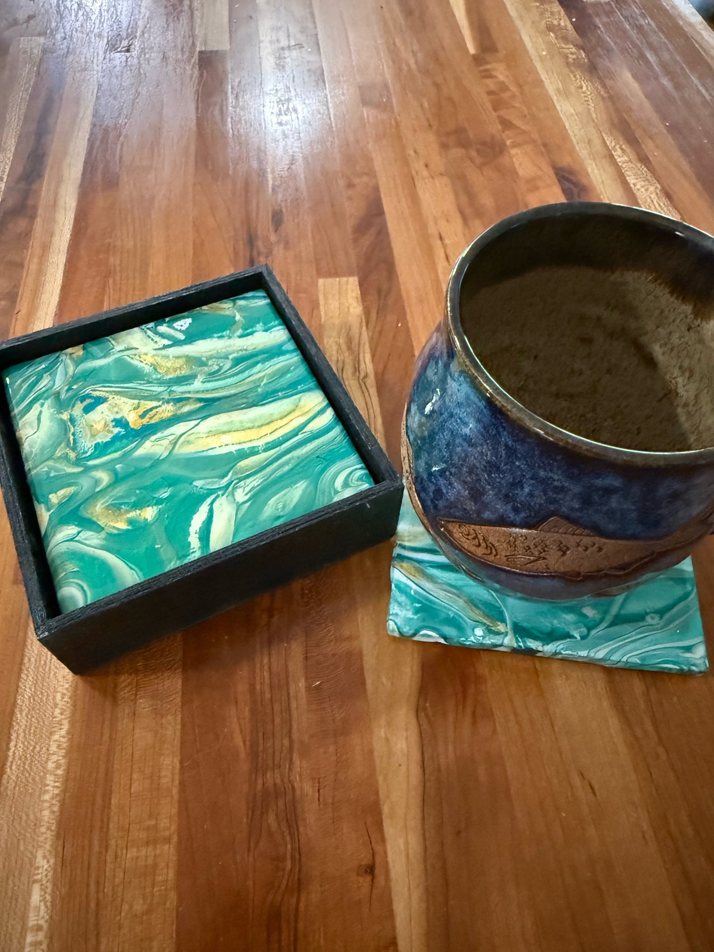 Emerald Shore Artisan Coaster Set