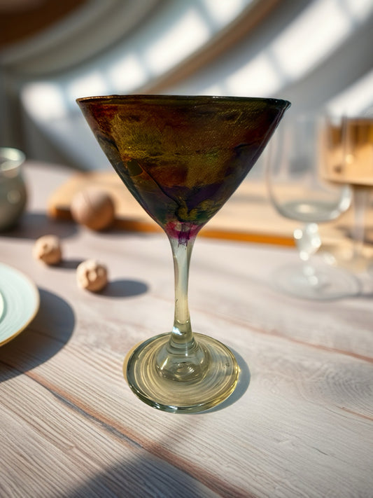 Hand‑Painted Aurora Glow Martini Glass