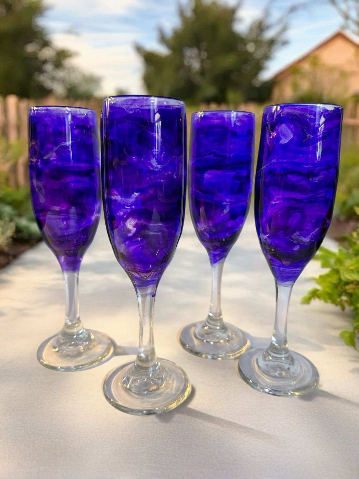 "Luxe Bloom" Handcrafted Artisan Champagne Flutes