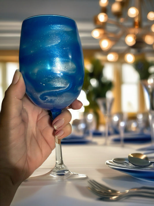 Azure Starlight Stemmed Wine Glass