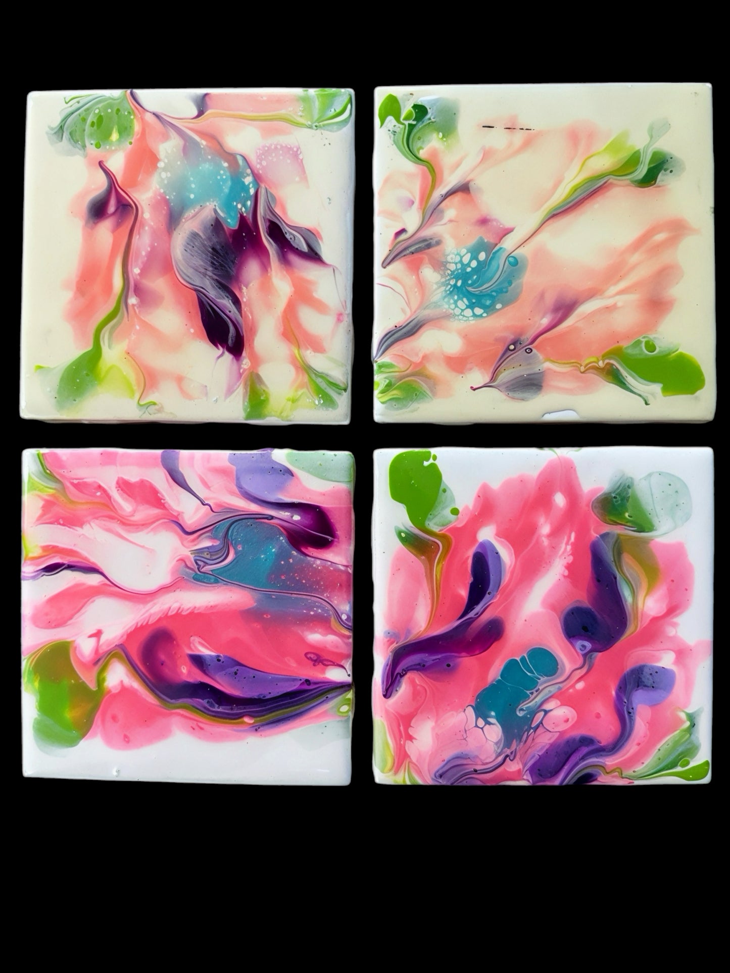 "Paradise Petal" Artisan Resin Coaster Set