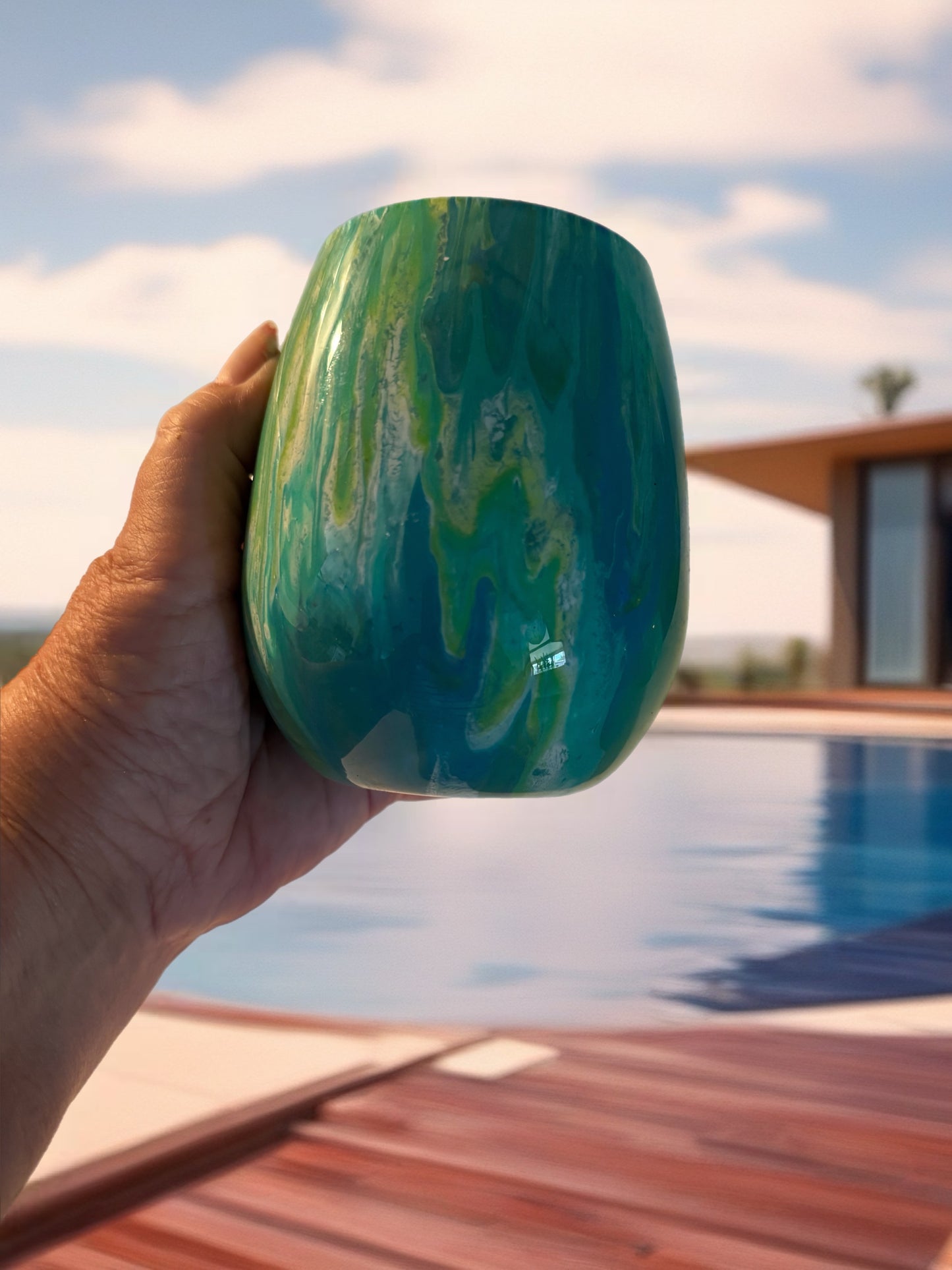 Sunlit Lagoon Acrylic Wine Glass