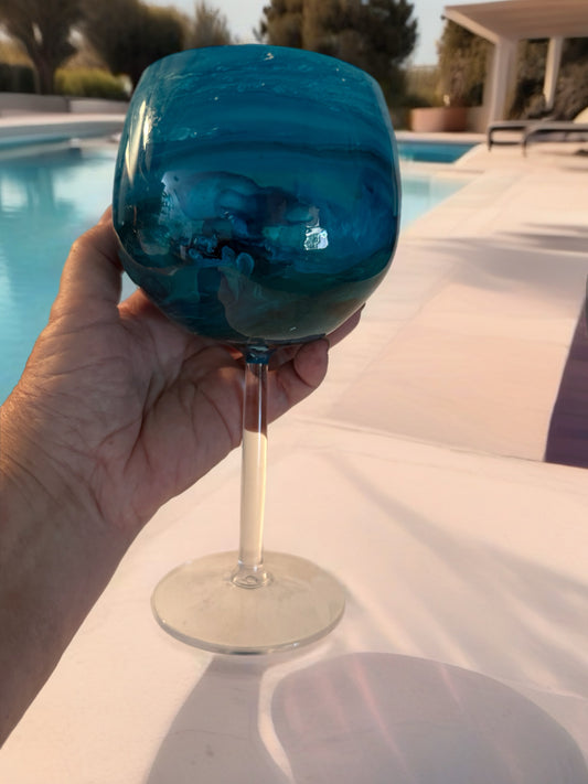 Ocean blue acrylic wine glass