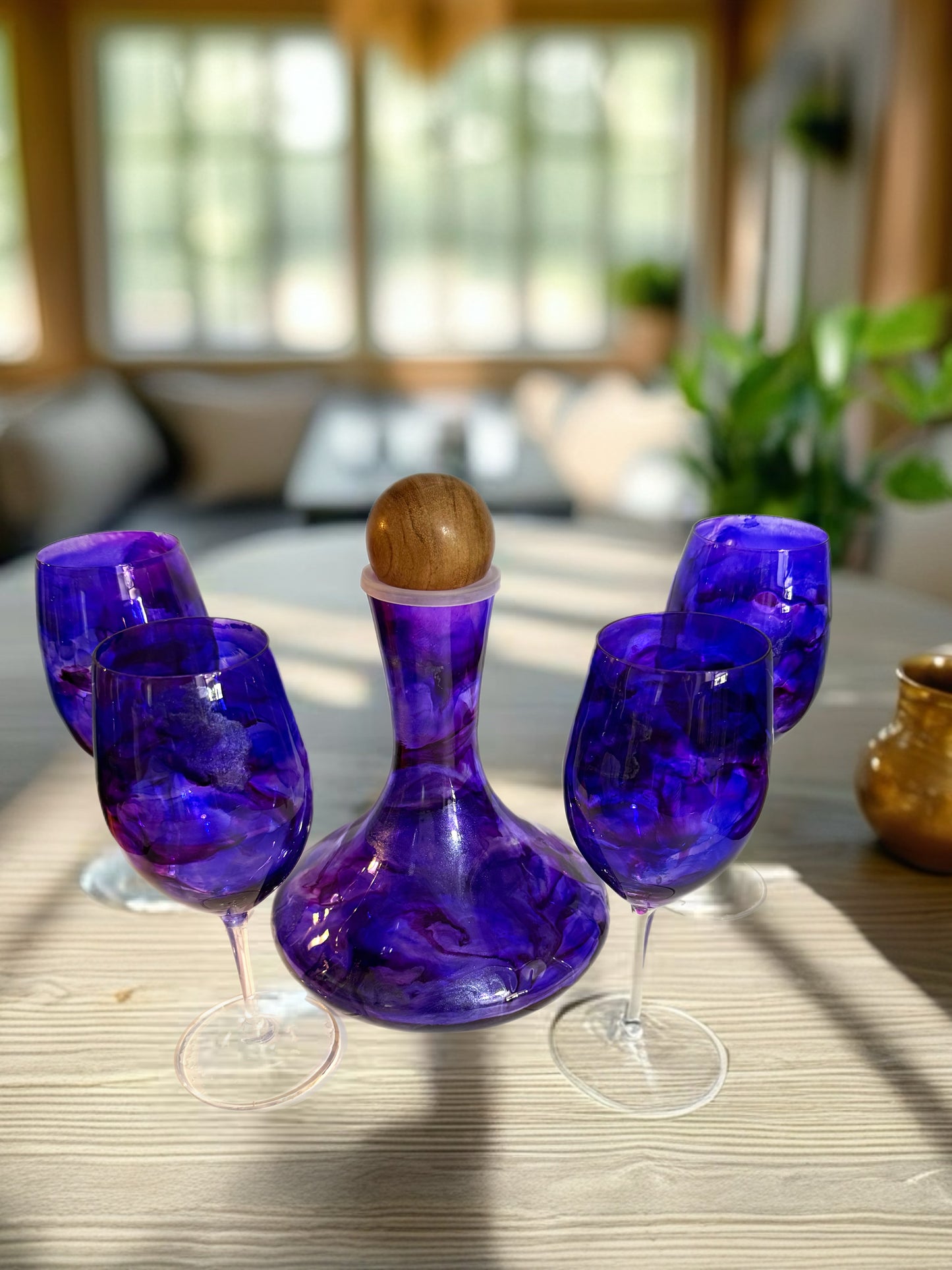 "Royal Amethyst" Handcrafted Artisan Wine Decanter Set