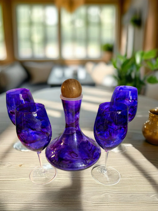 "Royal Amethyst" Handcrafted Artisan Wine Decanter Set