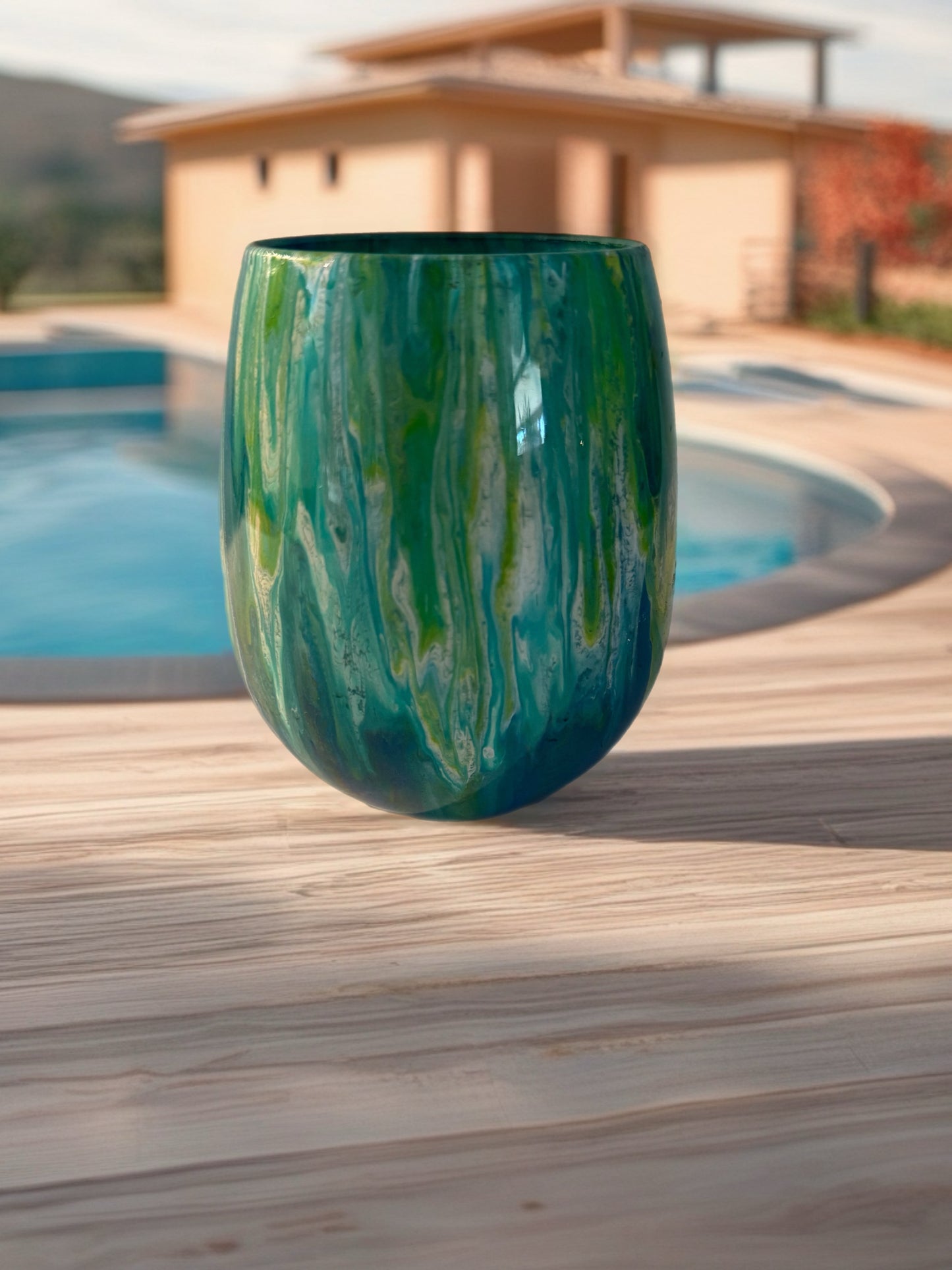 Sunlit Lagoon Acrylic Wine Glass