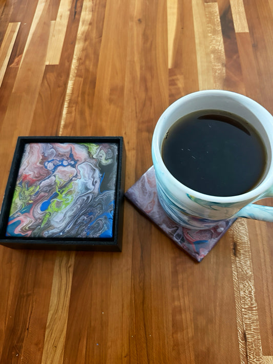 "Northern Lights" Artisan Resin Coaster Set