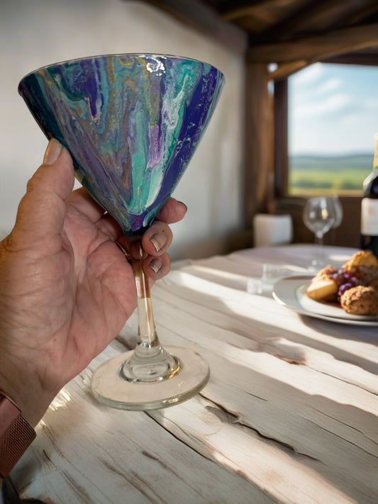 "Celestial Tide" Handcrafted Artisan Martini Glass