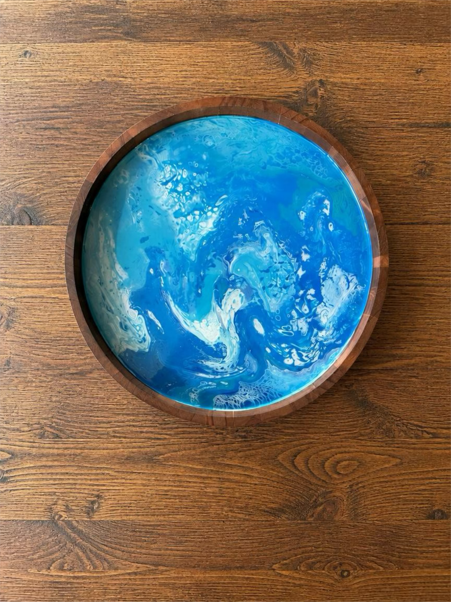 “Ocean Whisper” 12‑Inch Handcrafted Wooden Tray