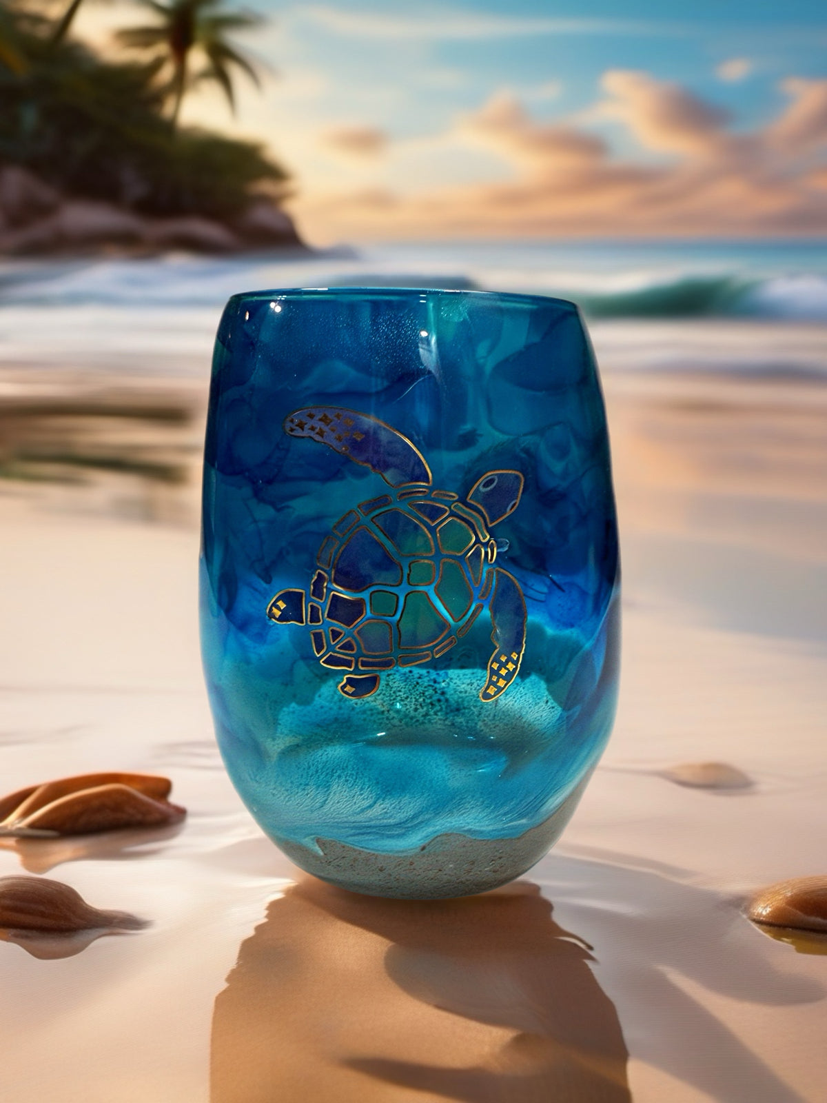 Seaside Serenity Stemless Wine Glass