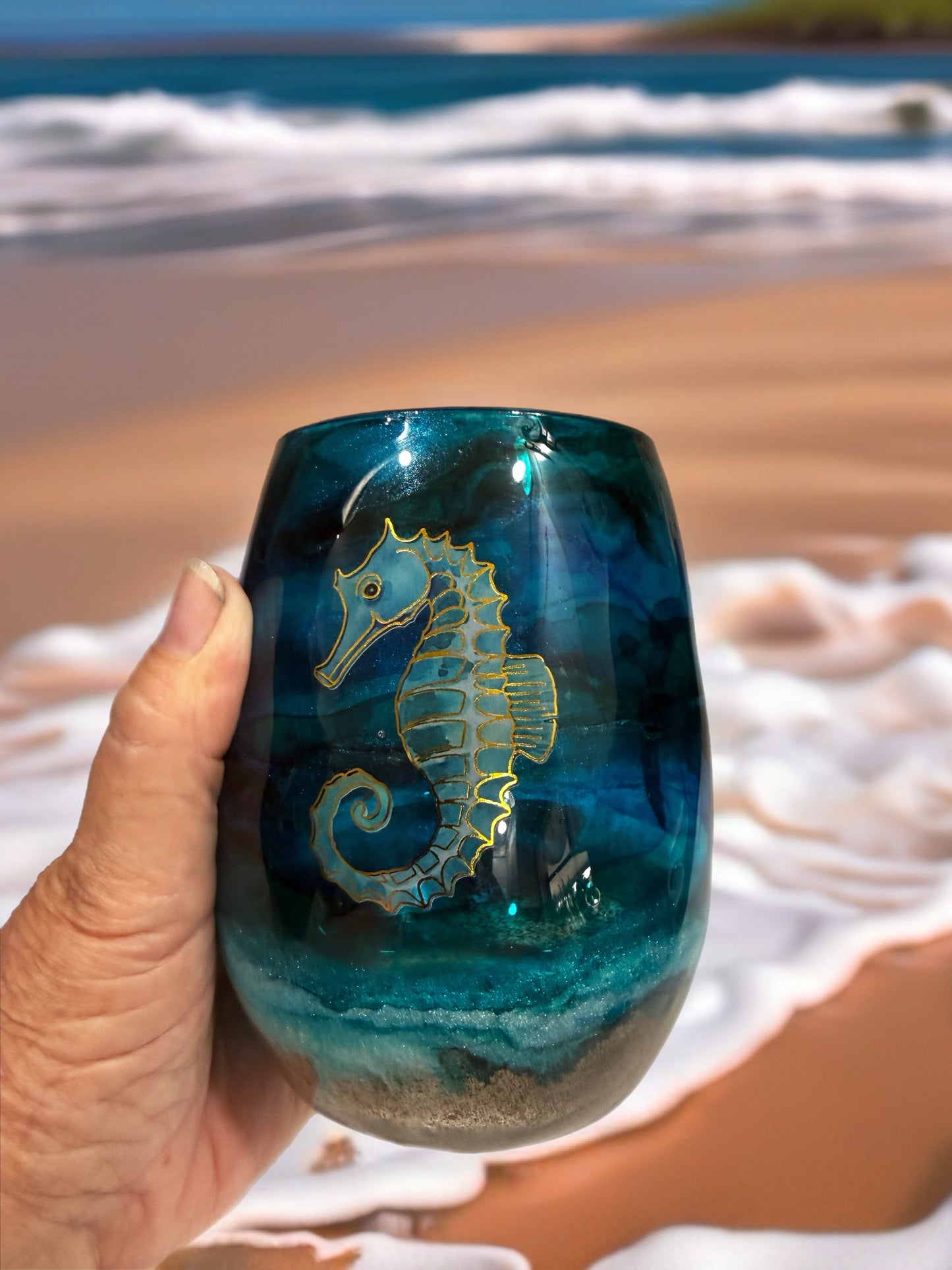 Tidal Treasures Artisan Wine Glass