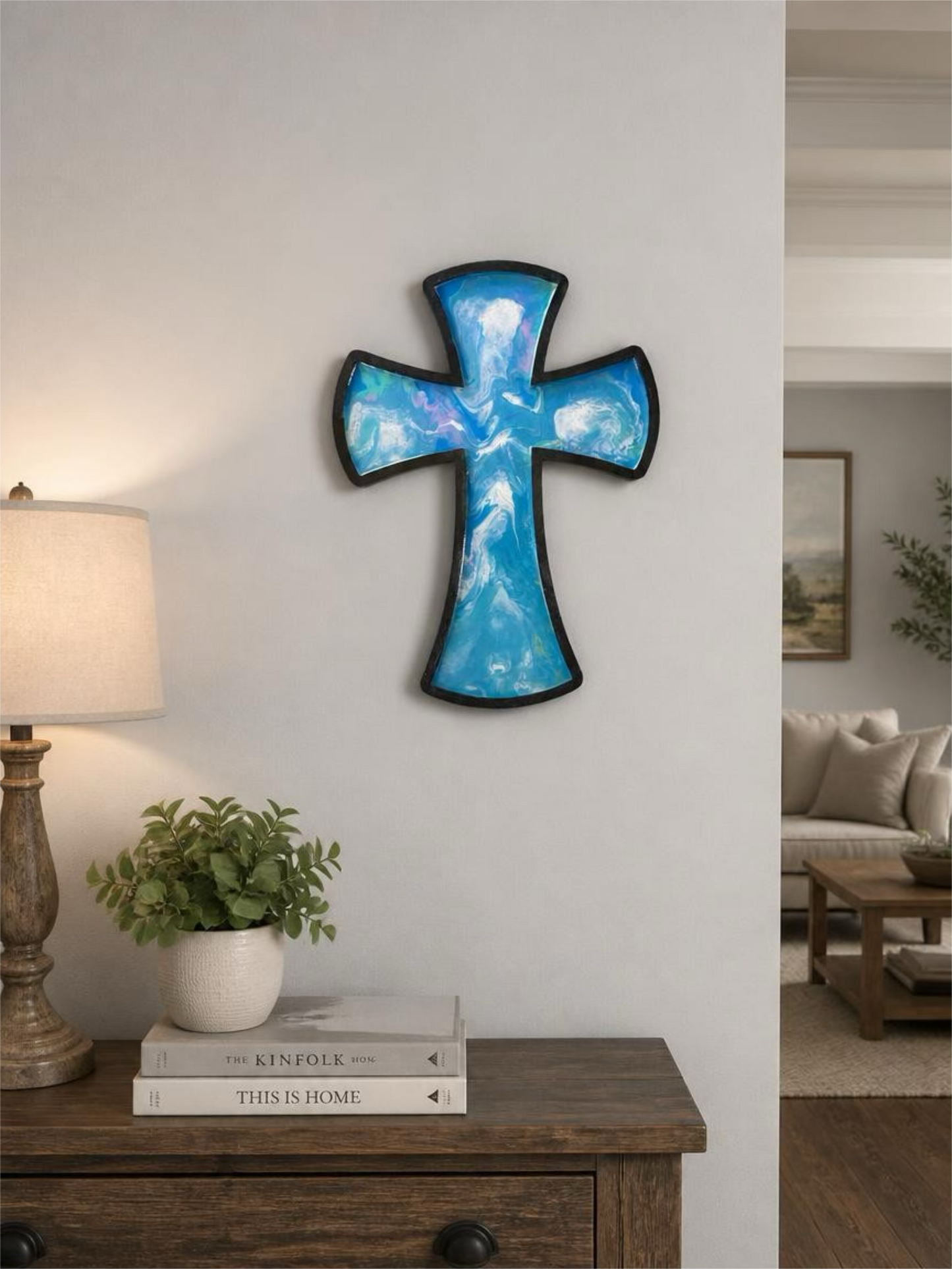 Heavenly Blue 12-Inch Wood Cross
