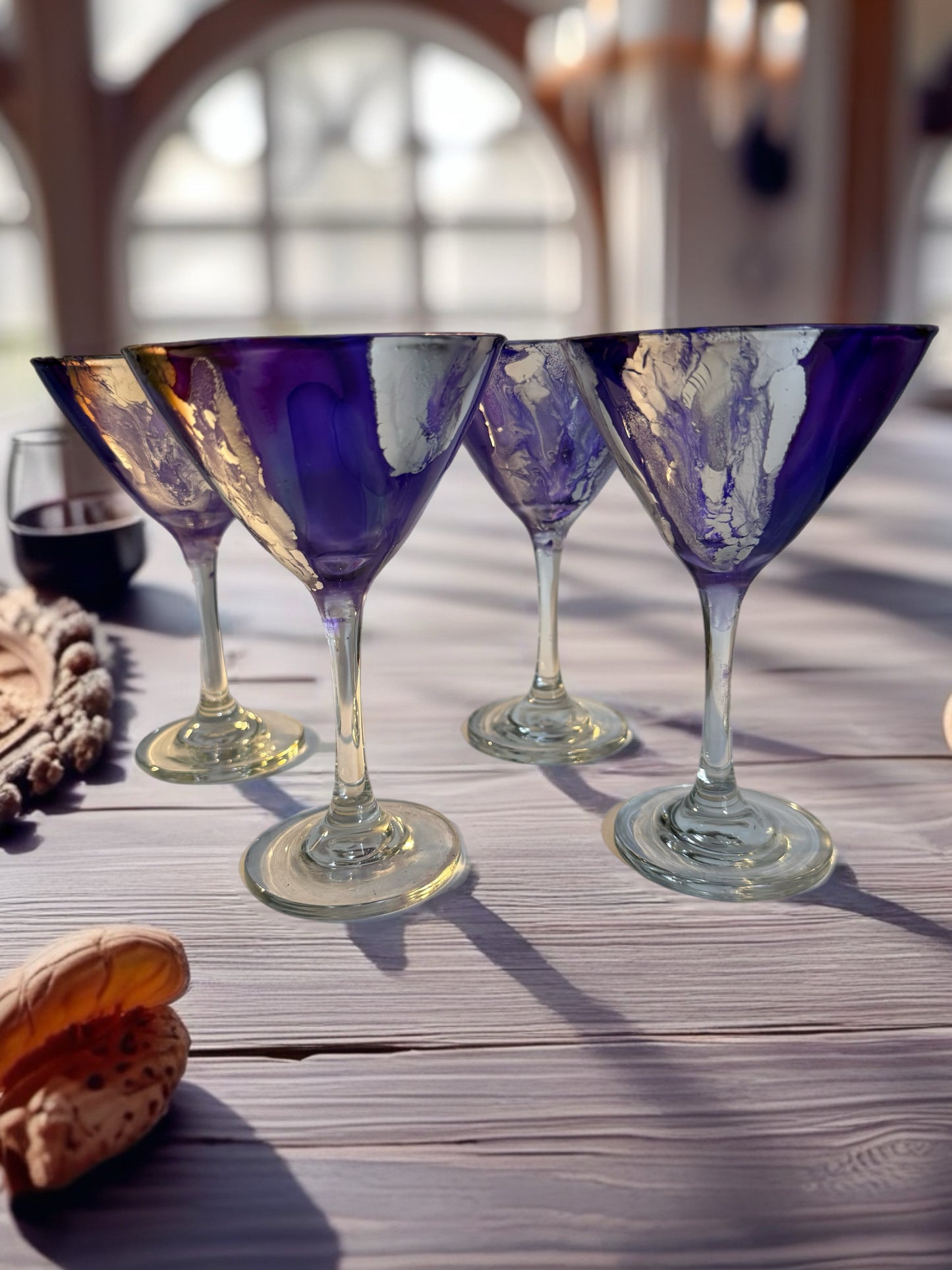 Hand‑Painted Violet Drift Martini Glass