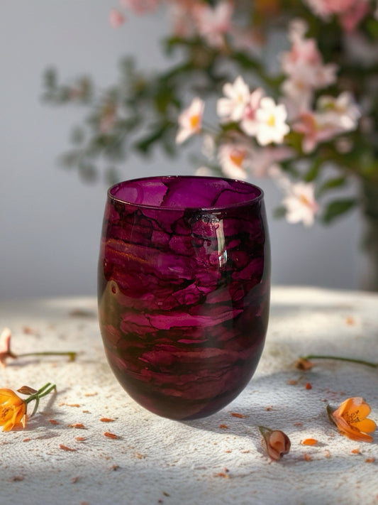 Iris Glow Hand‑Painted Wine Glass