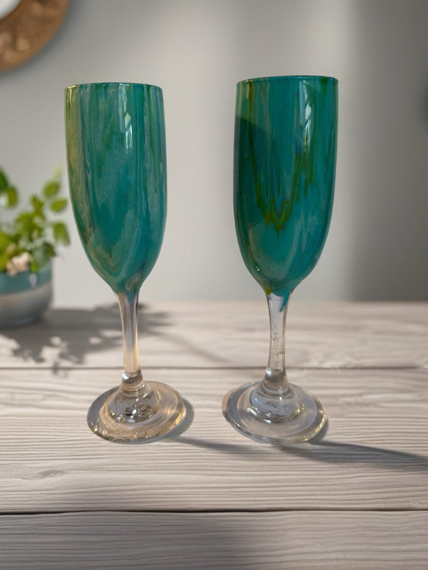 "Coastal Breeze" Handcrafted Artisan Champagne Flute