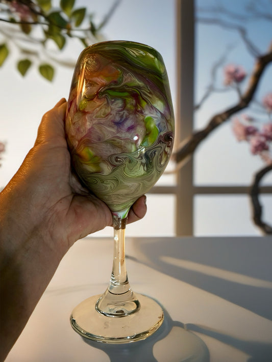 Color Fusion Hand‑Painted Wine Glass
