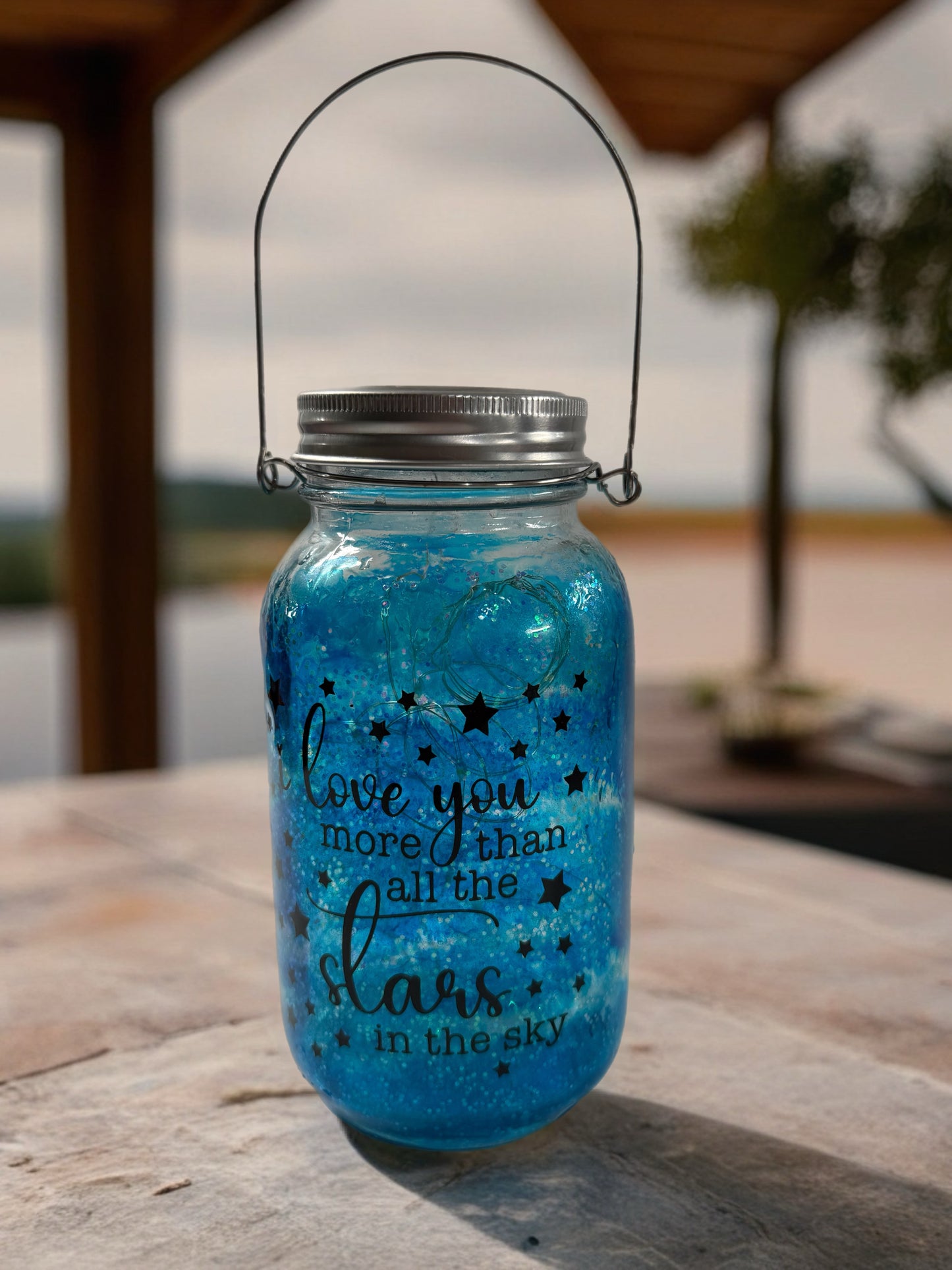 Celestial Blue "I Love You More" Solar Lantern