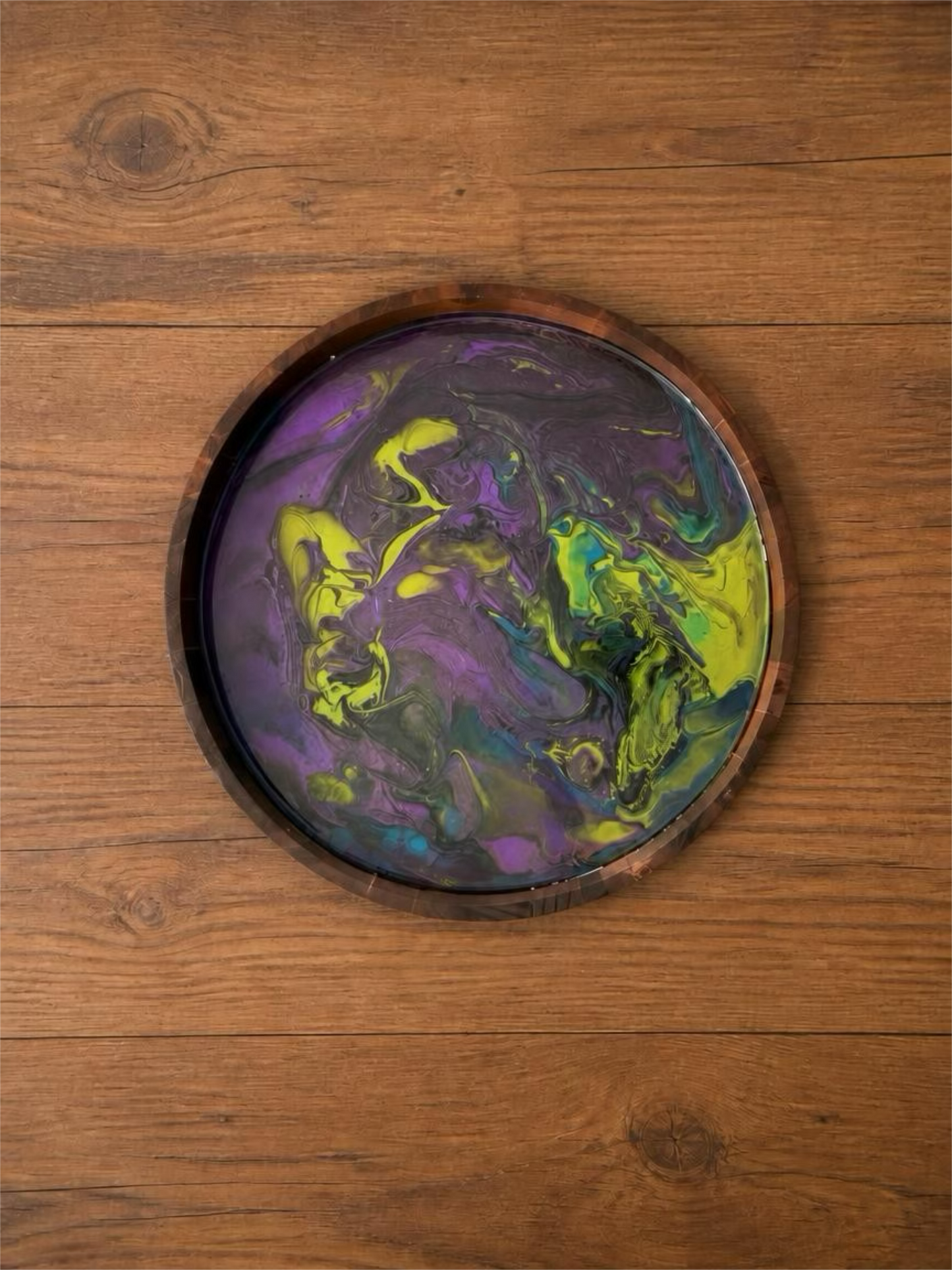 “Midnight Mirage” 15‑Inch Handcrafted Wooden Tray