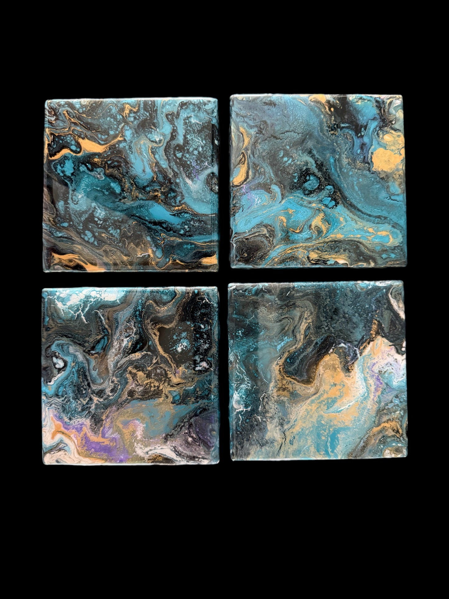 Teal gold coasters