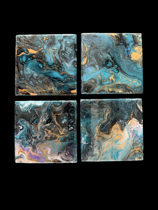 Teal gold coasters