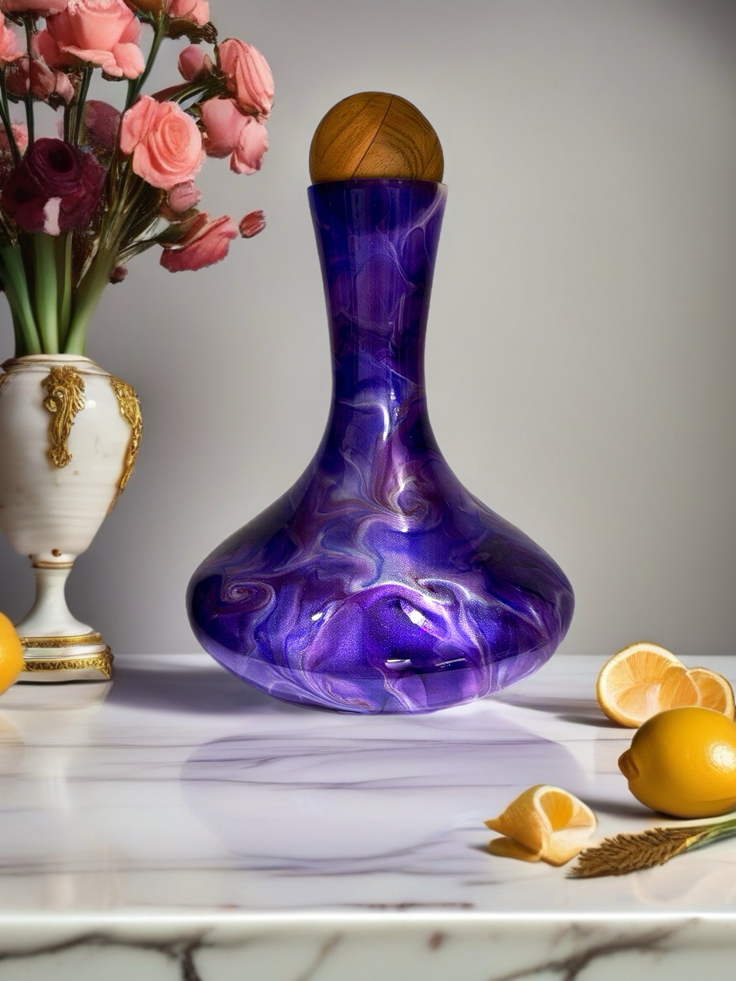 Amethyst Swirl Wine Decanter & Glass Set – 5-Piece Artisan Collection