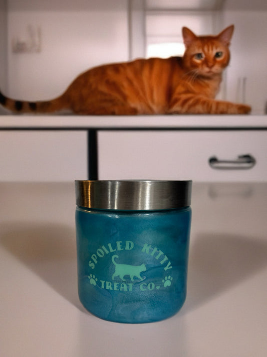 “Spoiled Kitty Treat Co.” Blue Treat Jar