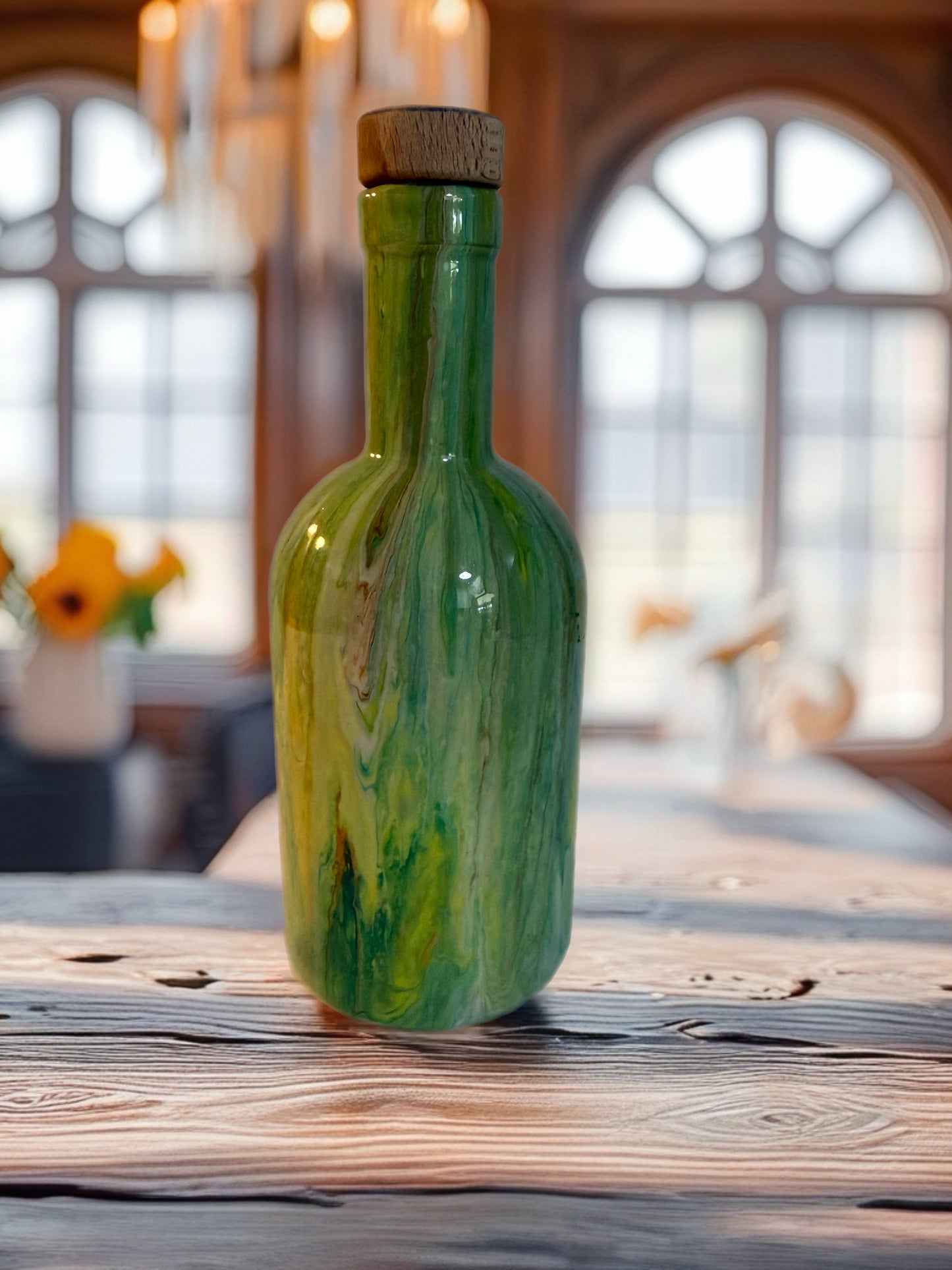"Mossy Glen" Handcrafted Artisan Glass Bottle