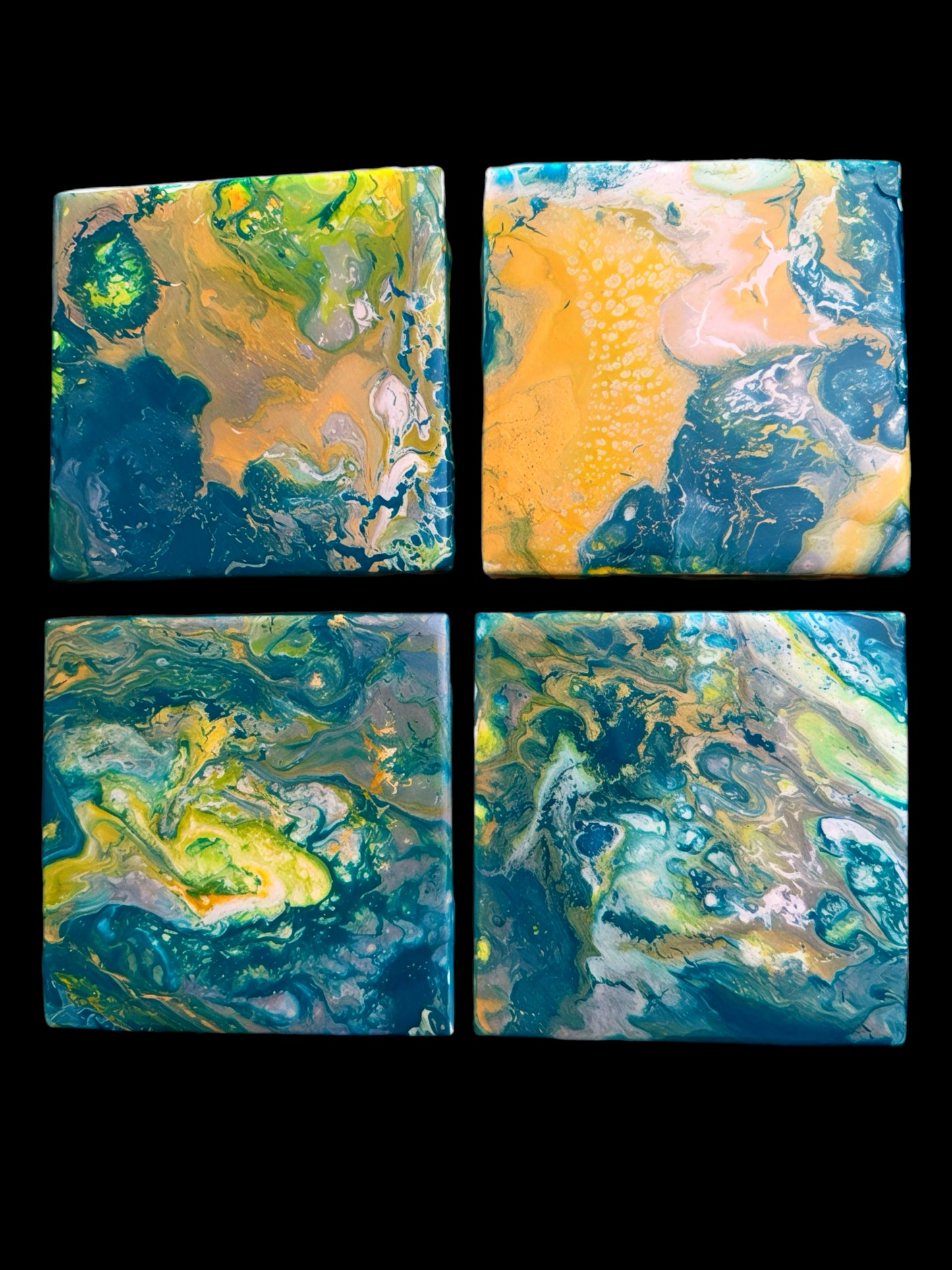 "Sun-Drenched Shore" Artisan Resin Coaster Set