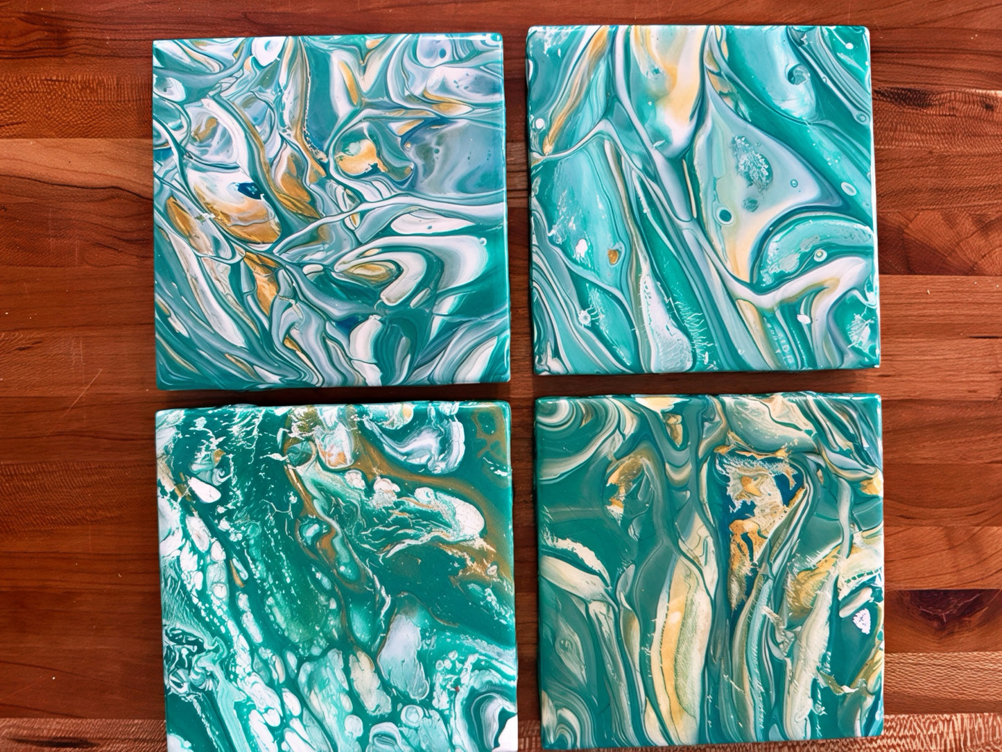 Emerald Shore Artisan Coaster Set