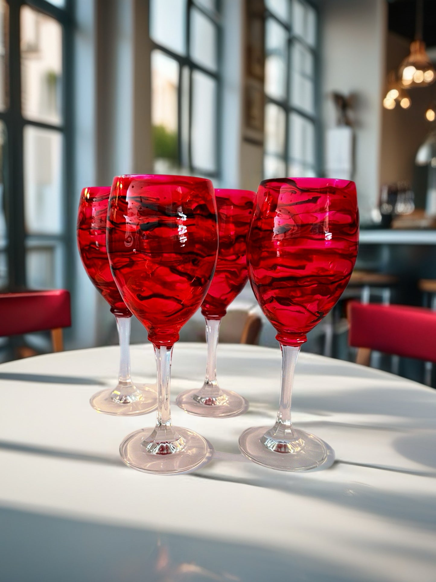 Tuscan Sunset Red Swirl Wine Glass
