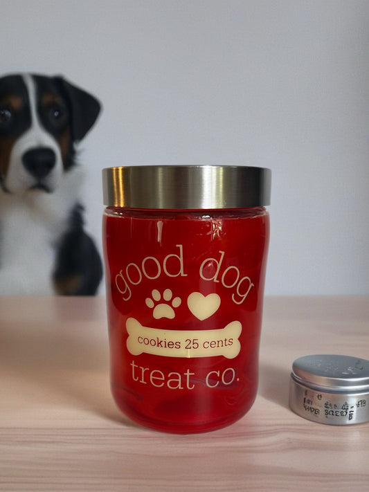 "Good Dog Treat Co." Ruby Red Artisan Treat Jar