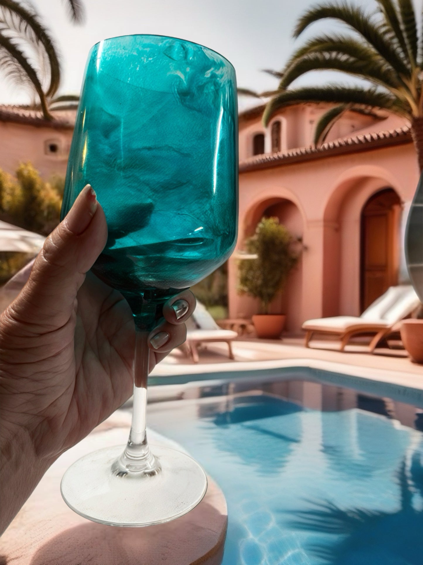 Teal swirl acrylic wine glass