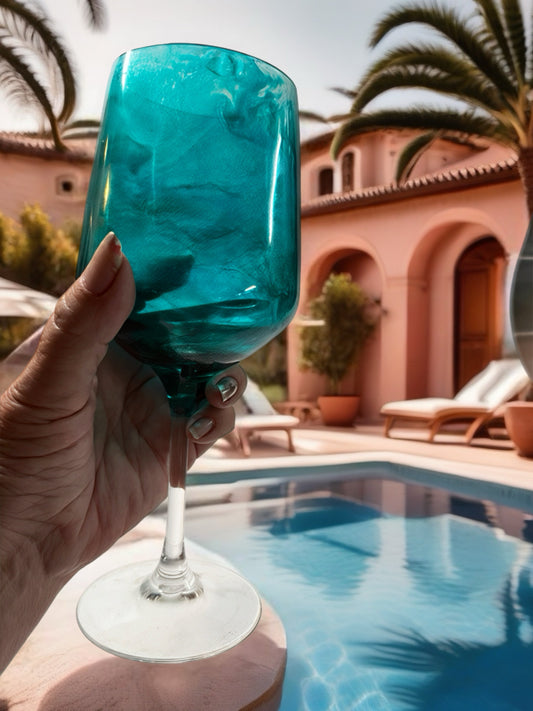 Teal swirl acrylic wine glass