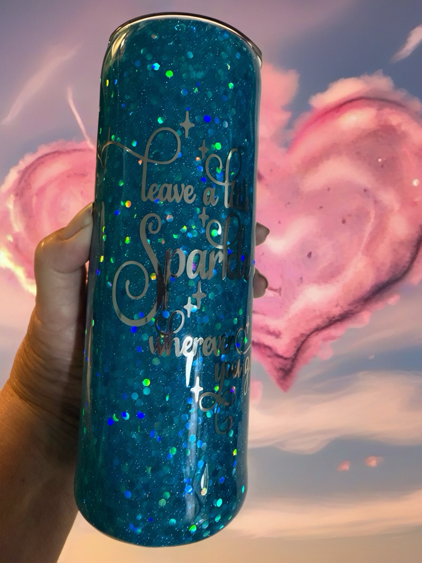"Leave a Little Sparkle" Chunky Teal Glitter Tumbler