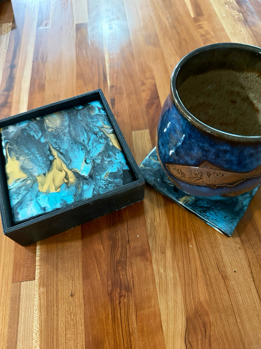 Midnight Shore Artisan Coaster Set